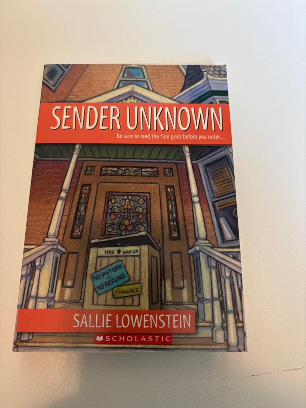 Scholastic Sender Unknown - Orange, Brown Cover Art